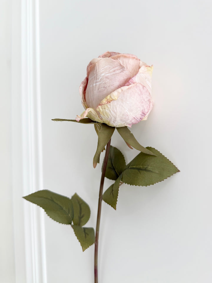 Dried Faux Pink Rose Stem
