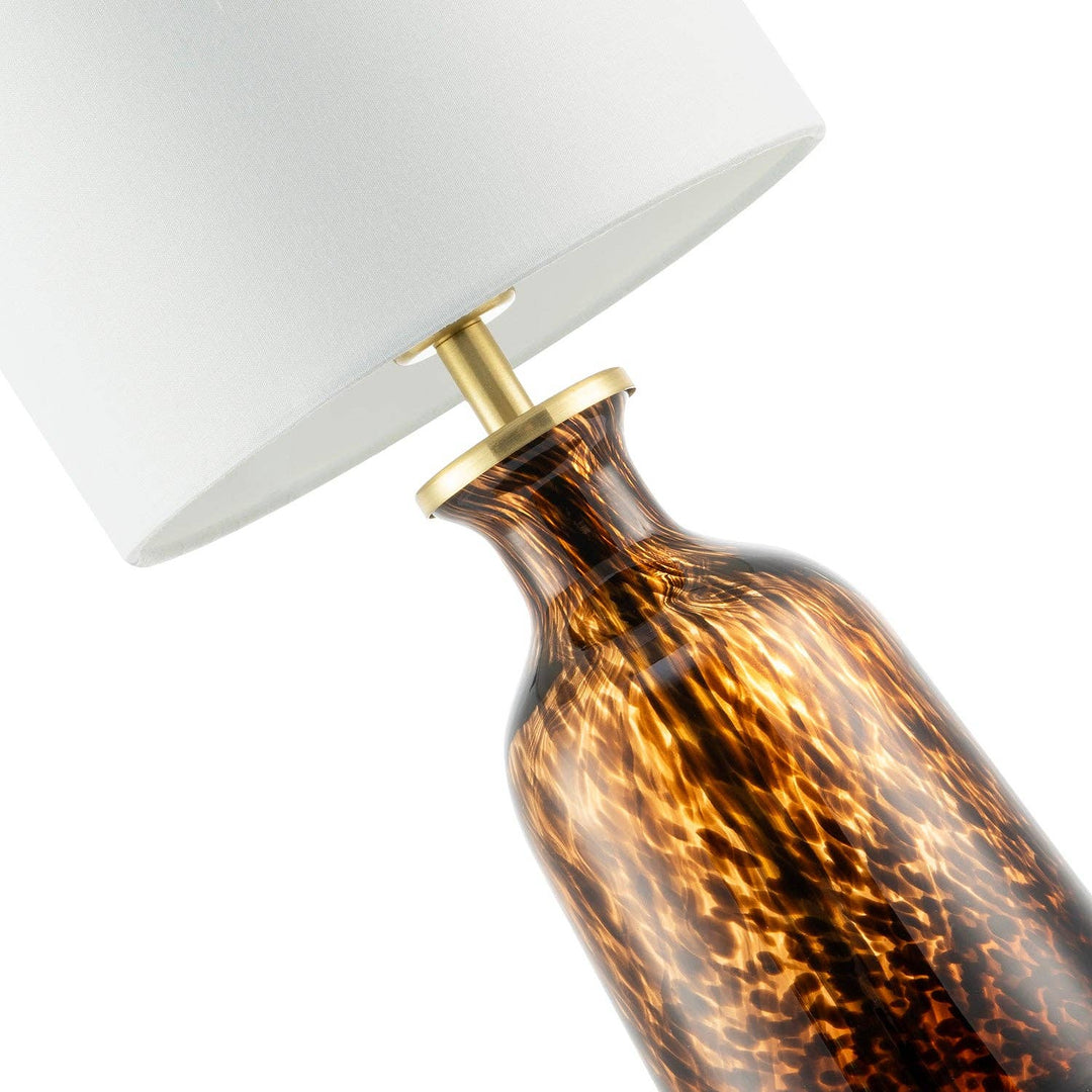 Amber and Black Snowflake Speckle Glass Table Lamp with Shade