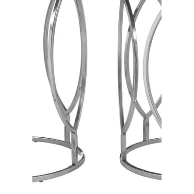 Set Of 2 Mango Wood and Metal Base Side Tables