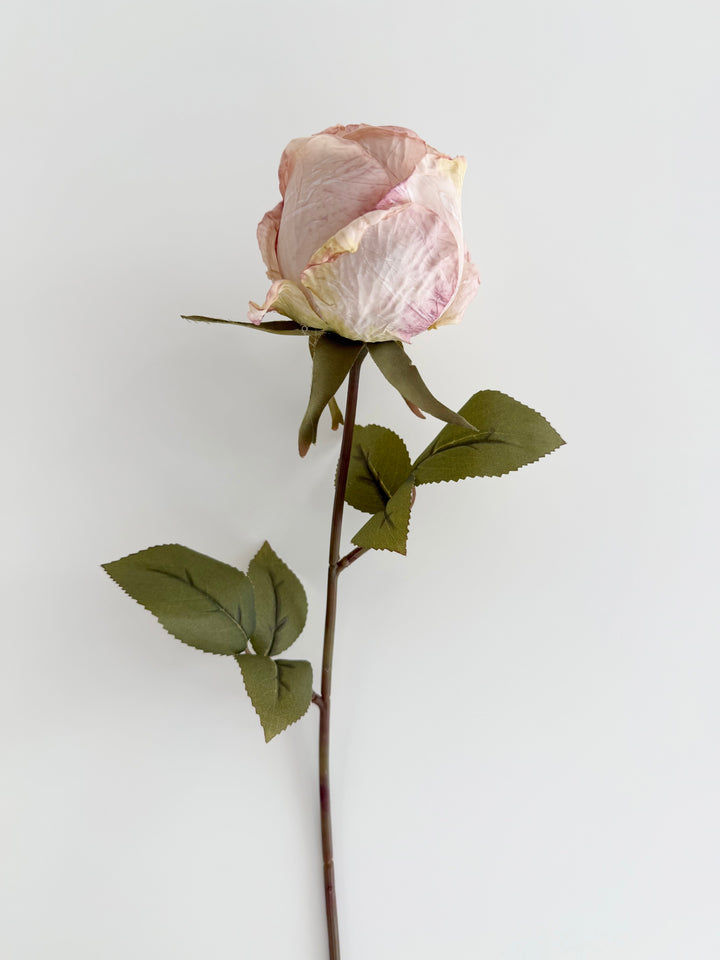 Dried Faux Pink Rose Stem