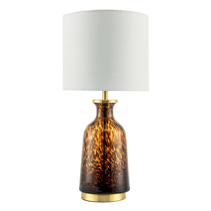 Amber and Black Snowflake Speckle Glass Table Lamp with Shade