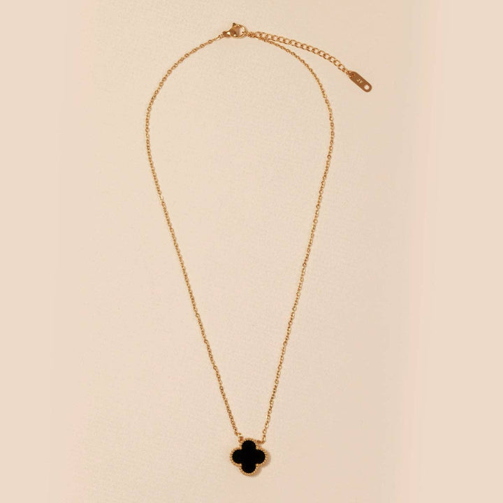Floral Charm Necklace: Black