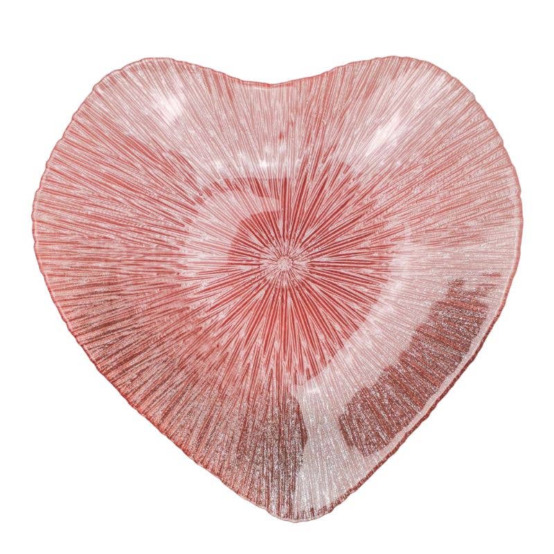 Glass Bowl - Heart Design - Pink