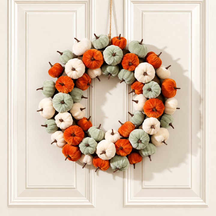 Velvet Pumpkin Wreath