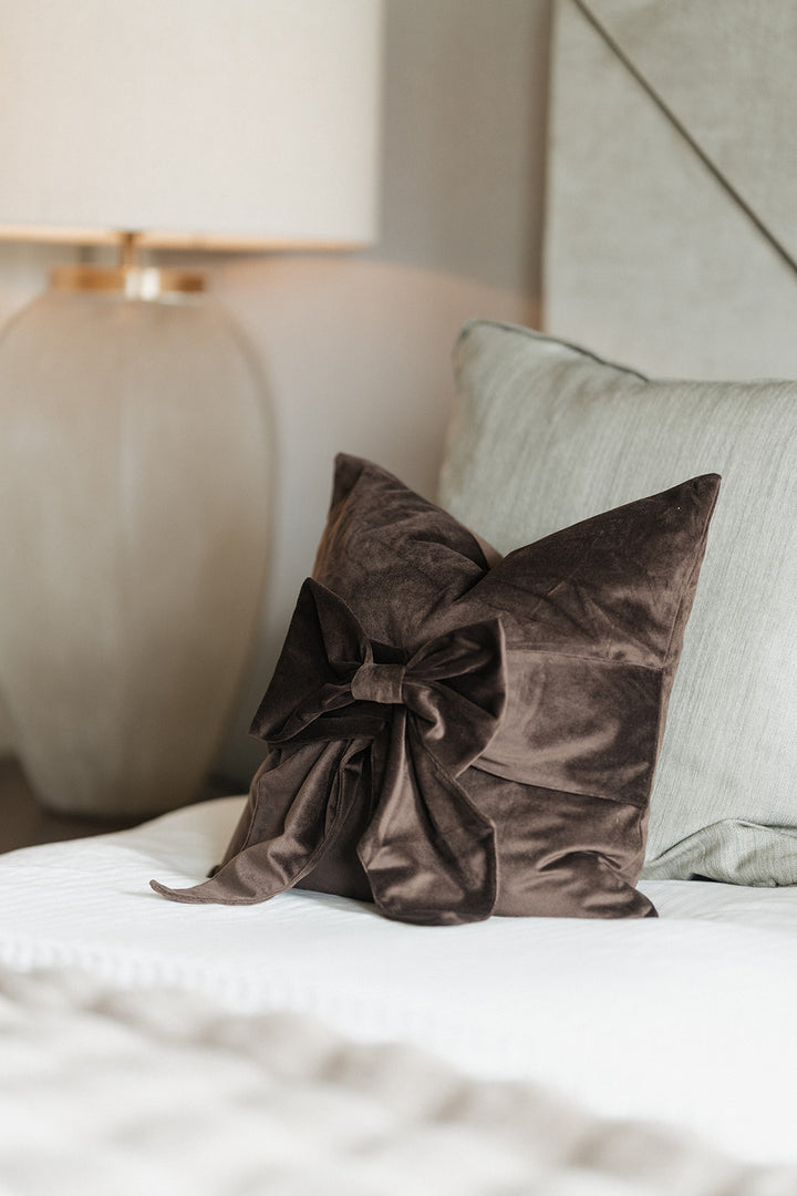 Bow Luxe Choc Cushion