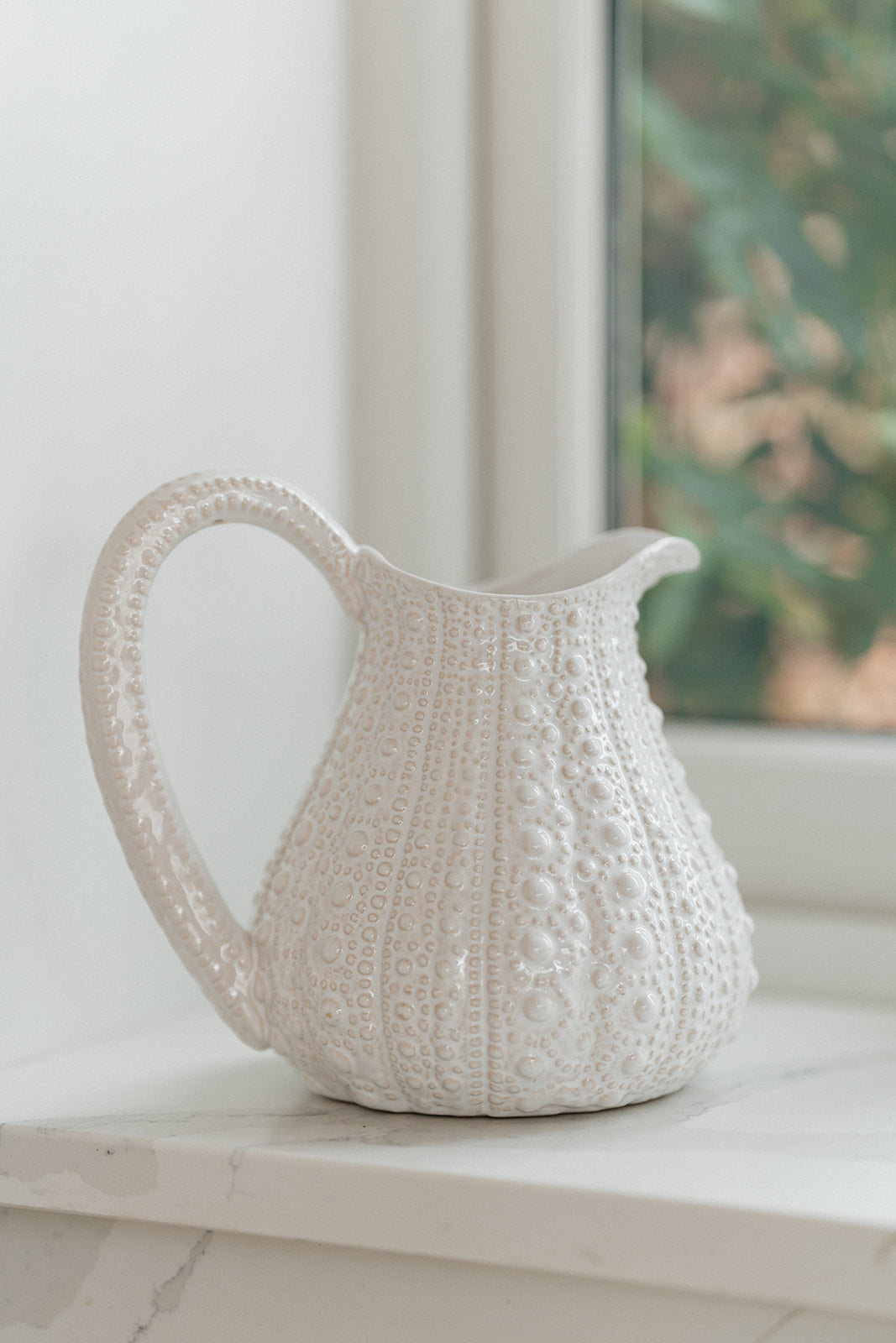 Large White Urchin Jug