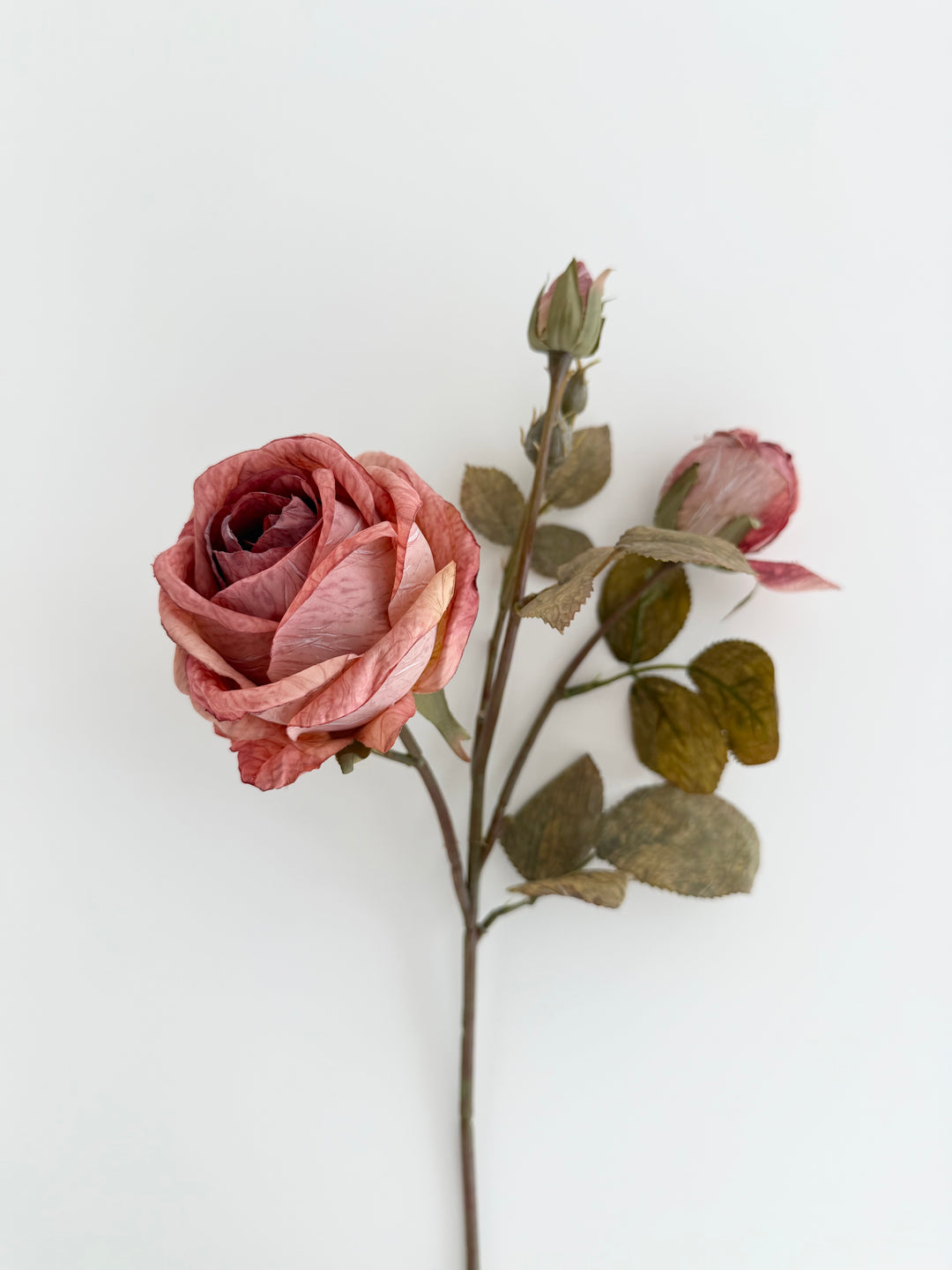 Dried Faux Blush Rose Spray