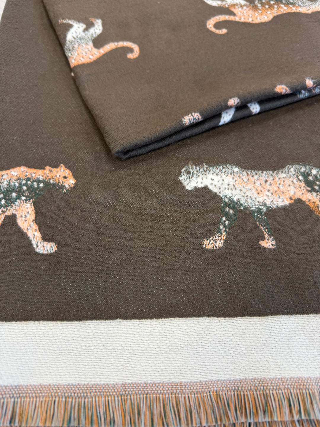 Leopard Soft Woven Frayed Scarf