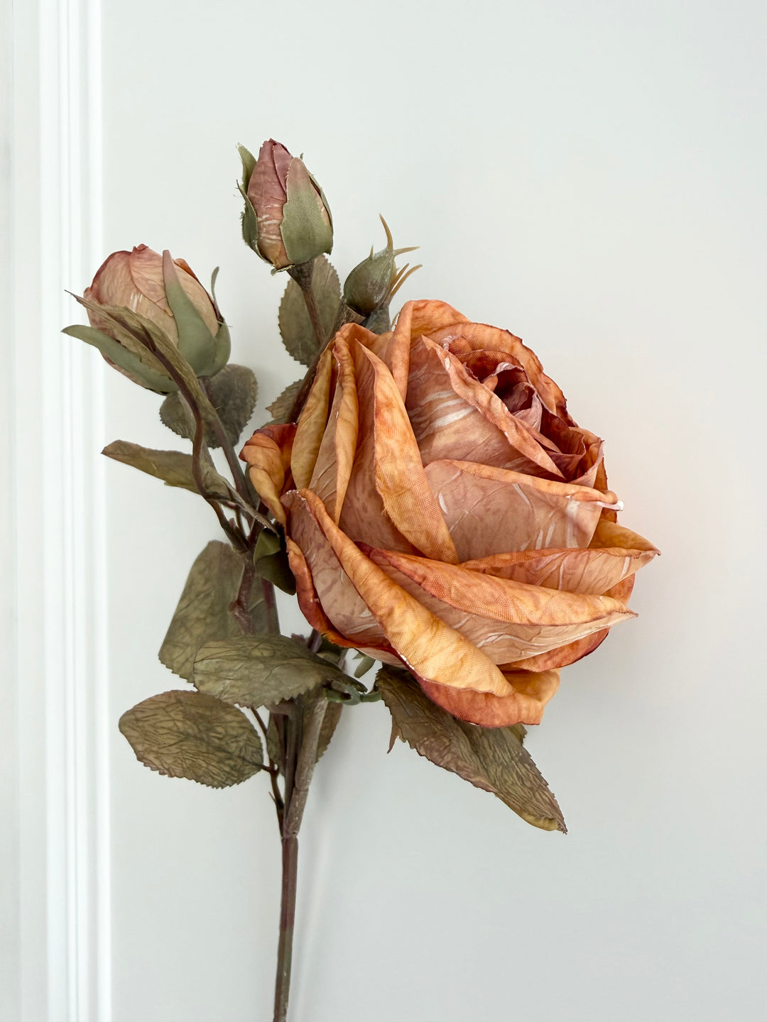 Dried Faux Orange Rose Spray