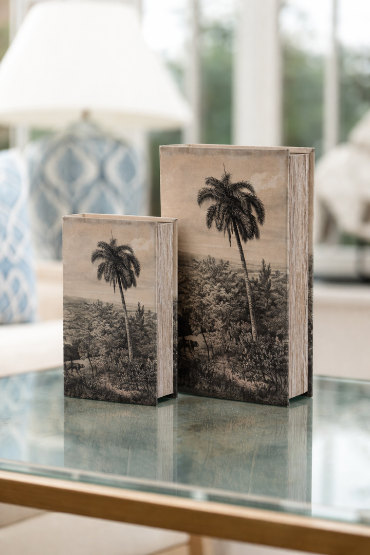 Set of 2 Palm Tree Book Boxes