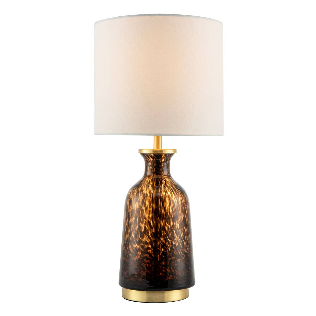 Amber and Black Snowflake Speckle Glass Table Lamp with Shade