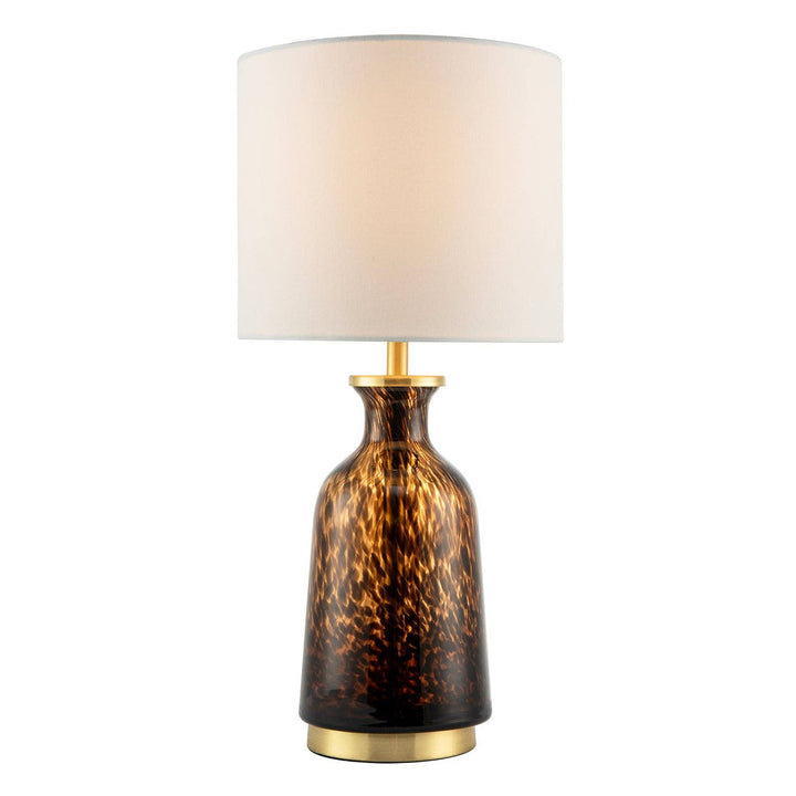 Amber and Black Snowflake Speckle Glass Table Lamp with Shade