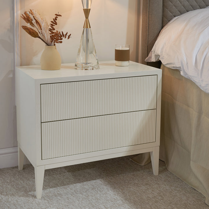 Amur RVA White Finish Wide Bedside Table