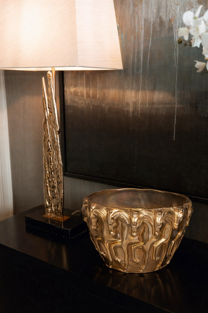Antique Brass Horse Vase