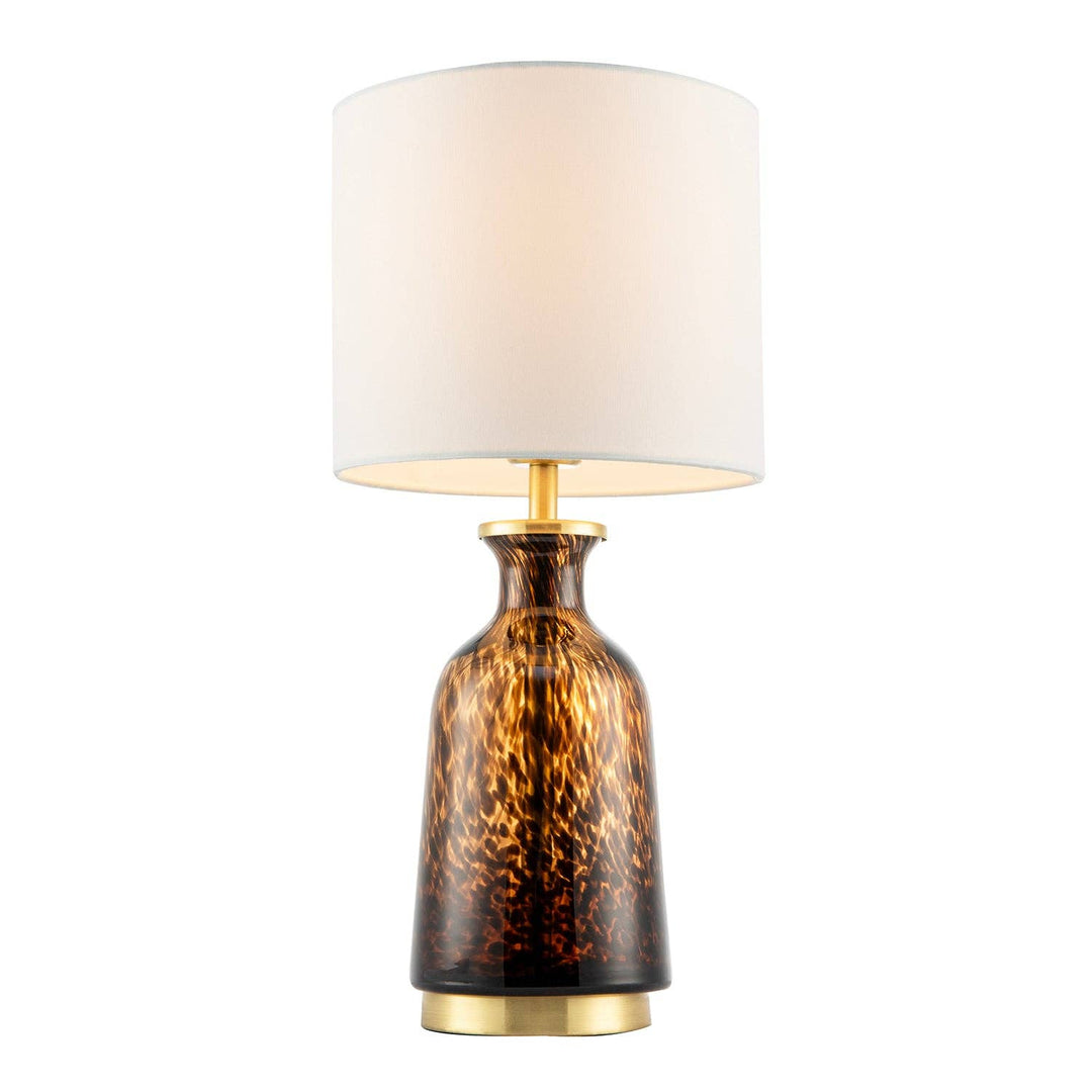 Amber and Black Snowflake Speckle Glass Table Lamp with Shade