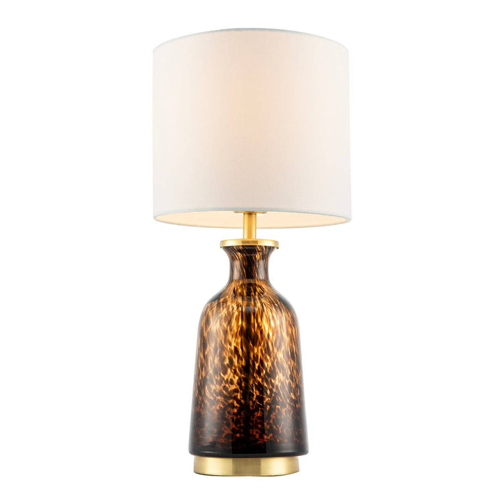 Amber and Black Snowflake Speckle Glass Table Lamp with Shade