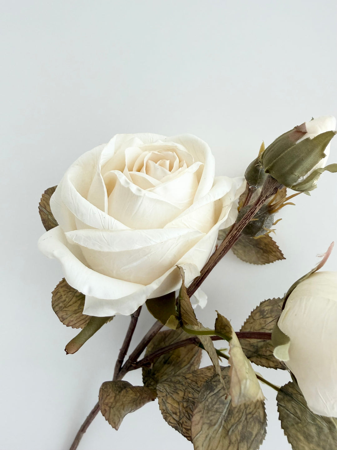 Dried Faux Ivory Rose Spray