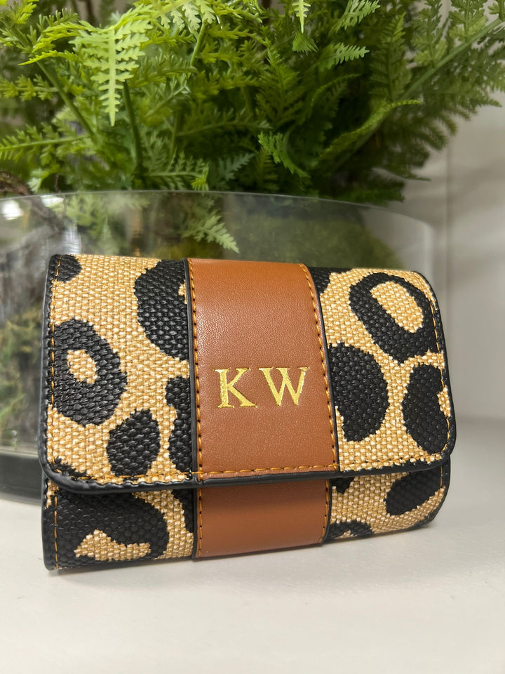 Leopard print purse - Tan Personalised