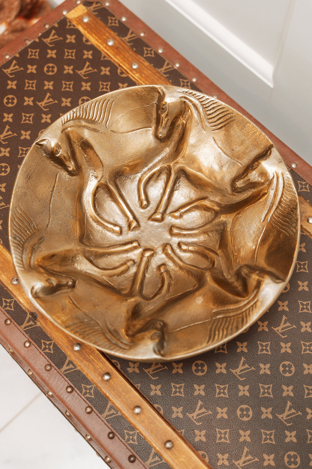 Antique Brass Horse Dish