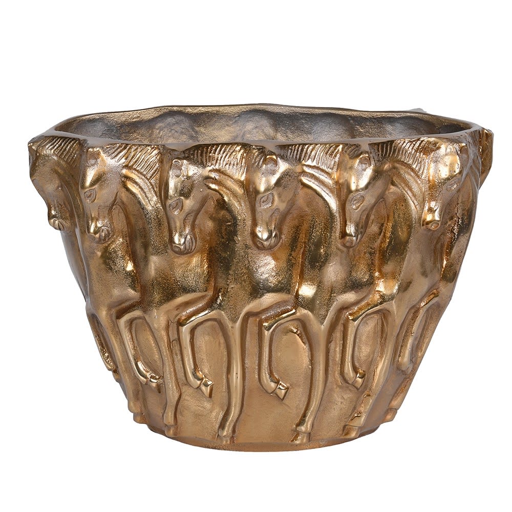 Antique Brass Horse Vase