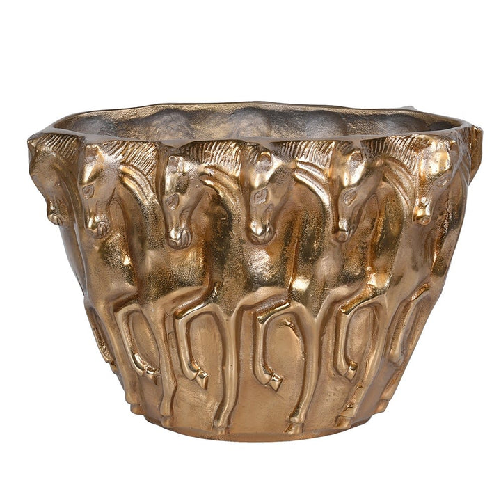 Antique Brass Horse Vase