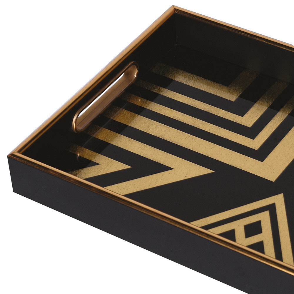 Art Deco Black and Gold Square Tray