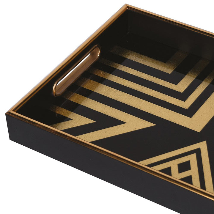 Art Deco Black and Gold Square Tray