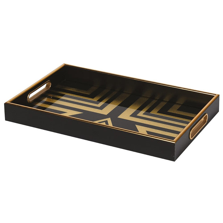 Art Deco Black and Gold Square Tray