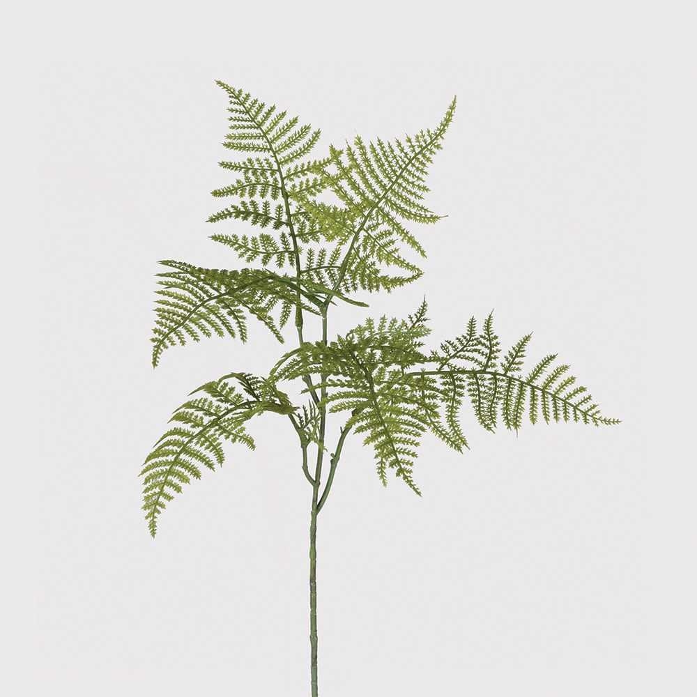 Artificial fern plant on a light gray background