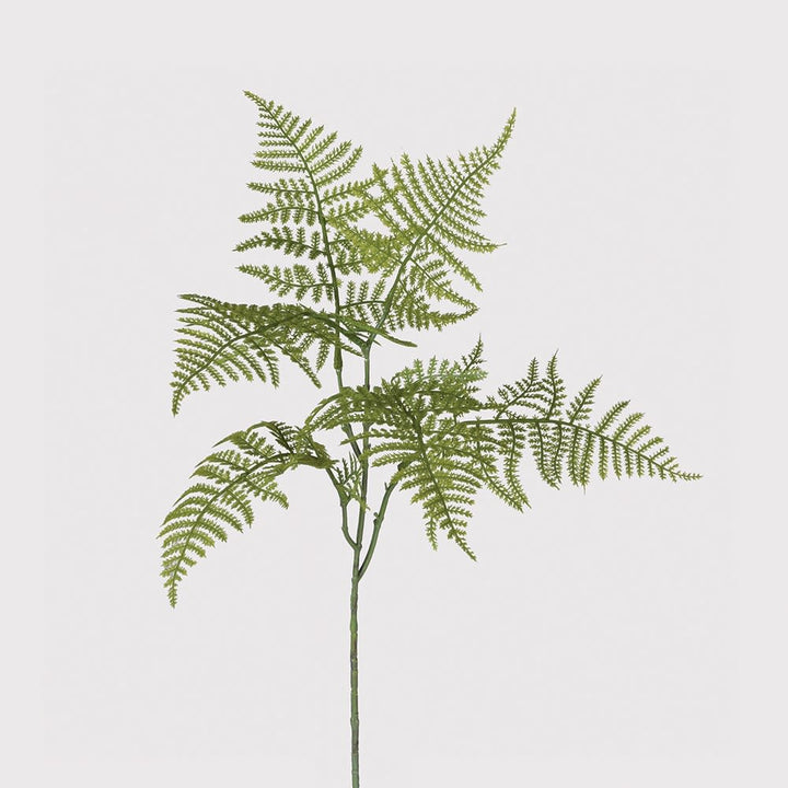 Artificial fern plant on a light gray background