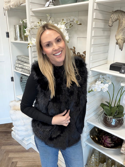 Plain Faux Fur Diamond Gilet