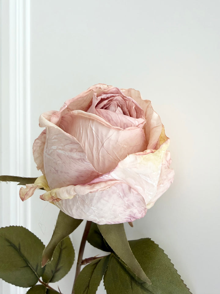Dried Faux Pink Rose Stem