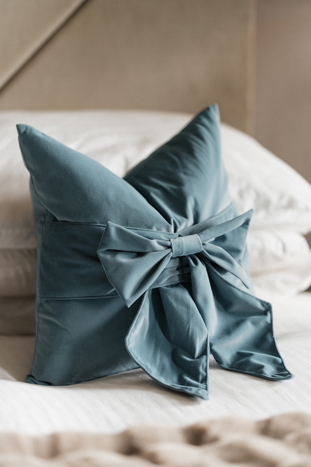 Bow Luxe Blue Cushion