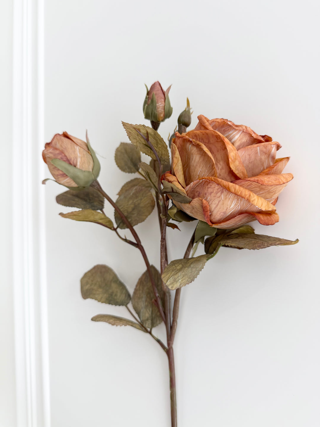 Dried Faux Orange Rose Spray