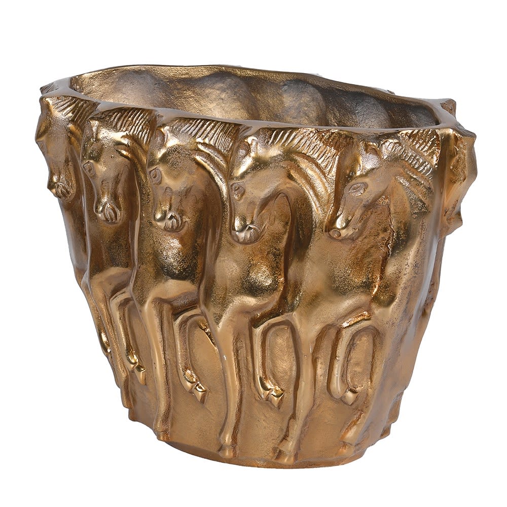 Antique Brass Horse Vase