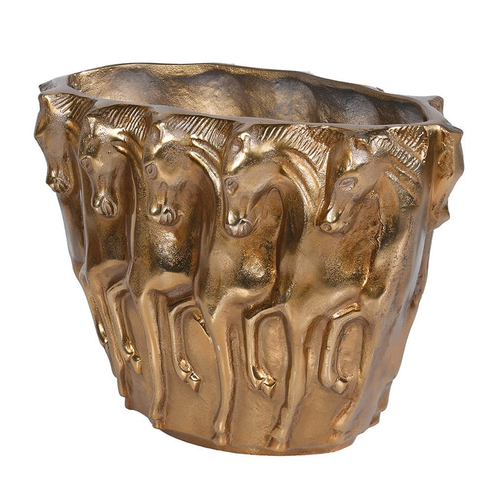 Antique Brass Horse Vase