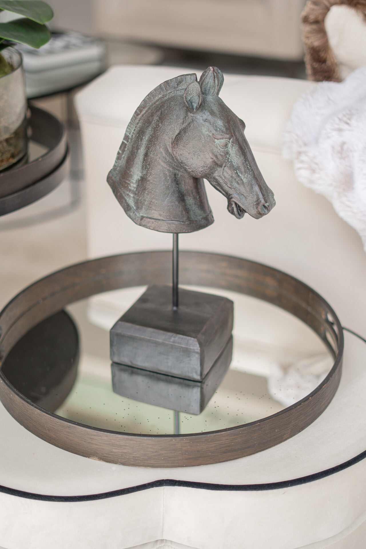Black Horse Head On Stand Ornament
