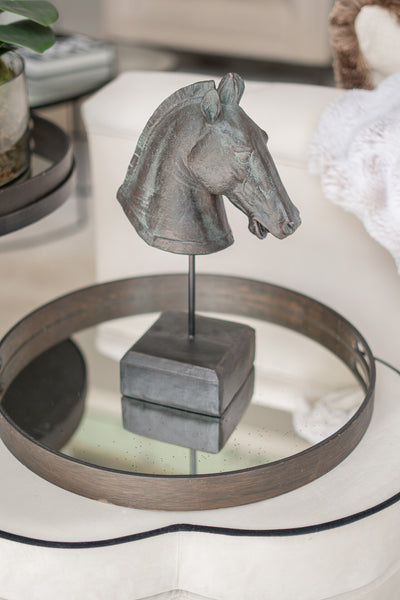 Black Horse Head On Stand Ornament
