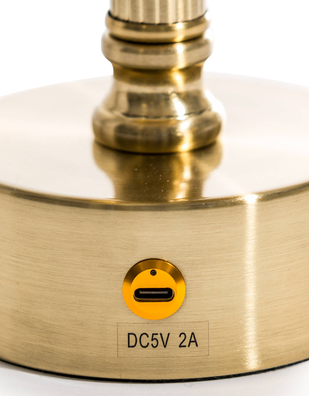 Brass Rechargeable Table Lamp with Black Shade