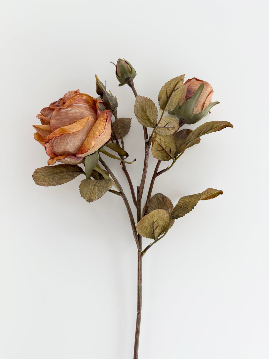Dried Faux Orange Rose Spray