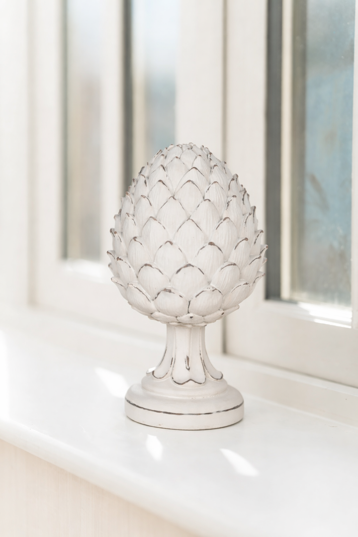 White Rustic Ceramic Artichoke Ornament