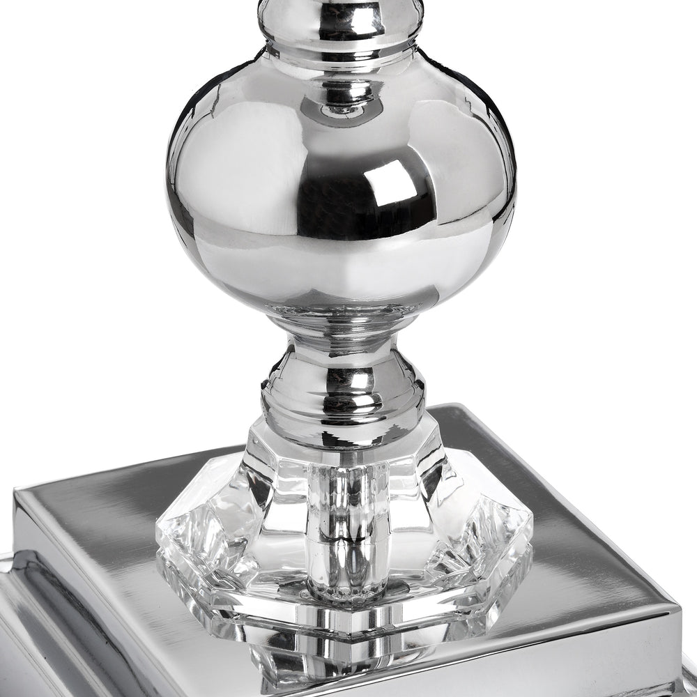 CHROME TABLE LAMP WITH GREY SHADE 