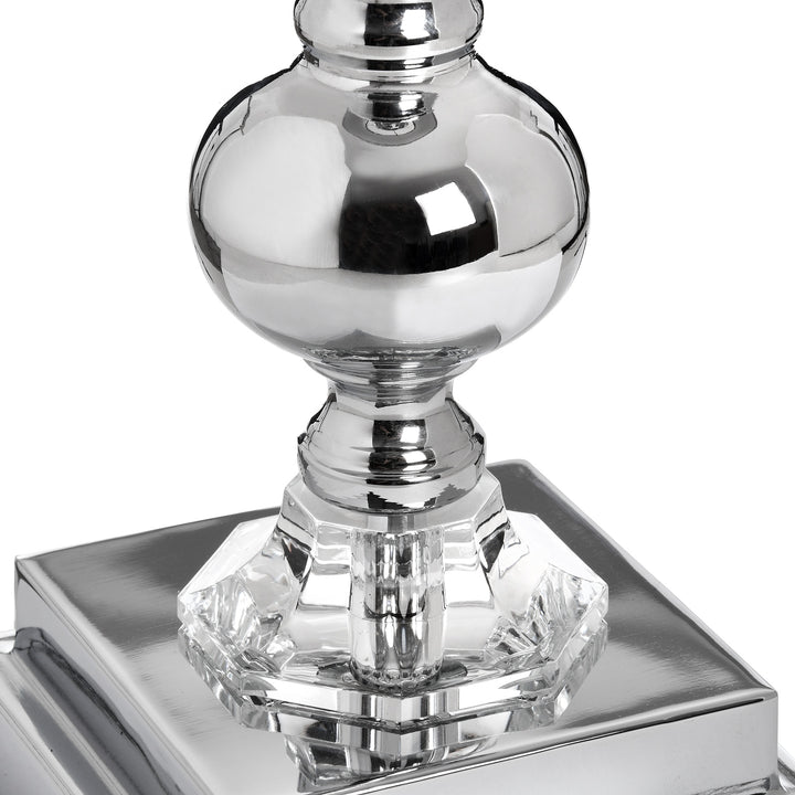 CHROME TABLE LAMP WITH GREY SHADE 