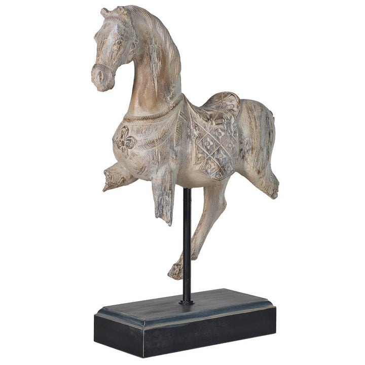 Chinese White Horse On Stand Ornament Equestrian
