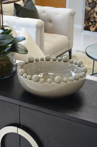 Decorative Cream Bobble Edged Bowl
