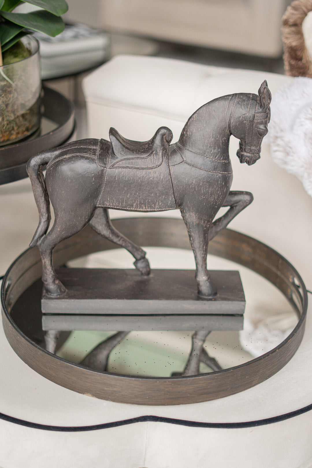 Dressage Decorative Horse On Base Ornament Equestrian