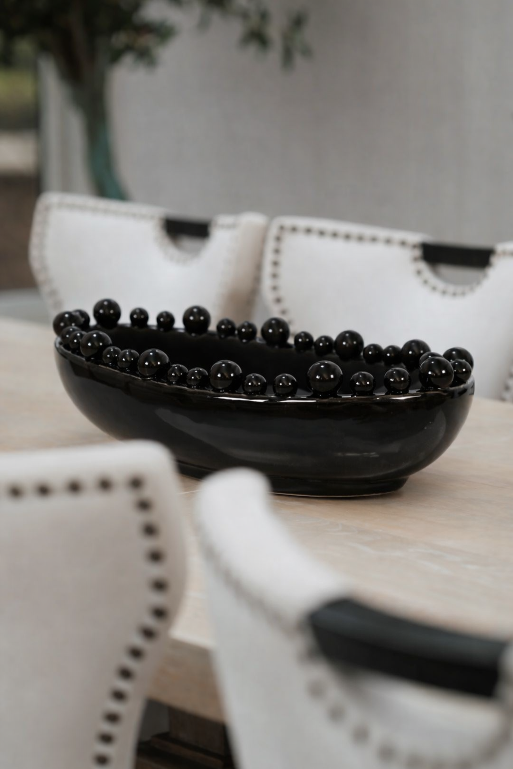 Black Oval Bobble Edged Bowl