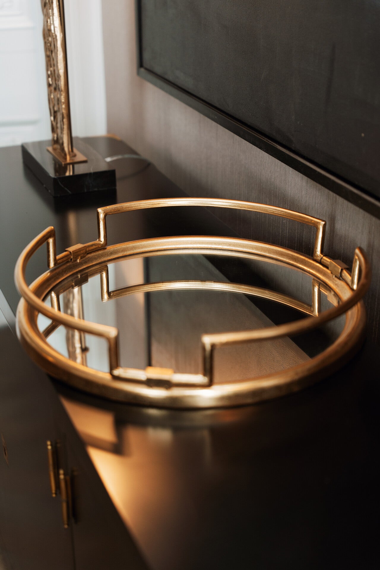 Gold Frame Mirror Tray