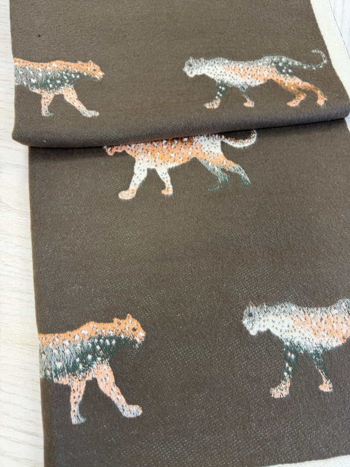 Leopard Soft Woven Frayed Scarf