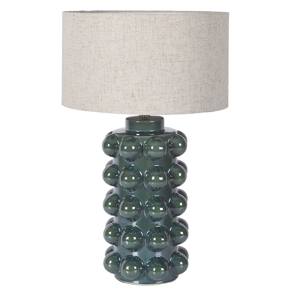 Green Bobble Lamp with Linen Shade